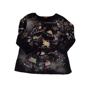 Flower N Ring‎ XLarge Ribbed Knit Tee T Shirt Celebration Party 3/4 Sleeve